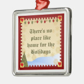 休日|のクリスマスのオーナメントのための家 メタルオーナメント (左)
