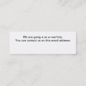 休日、キャラバン旅行 – 連絡詳細 スキニー名刺 (裏面)