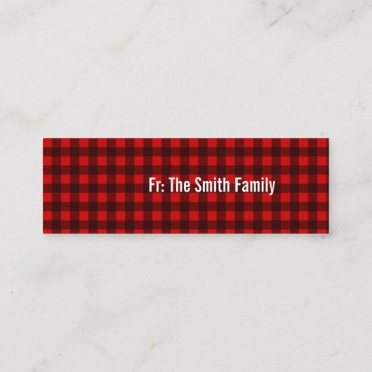 休日/クリスマスバッファロープレイドギフトラベル1 x 3 スキニー名刺 (裏面)