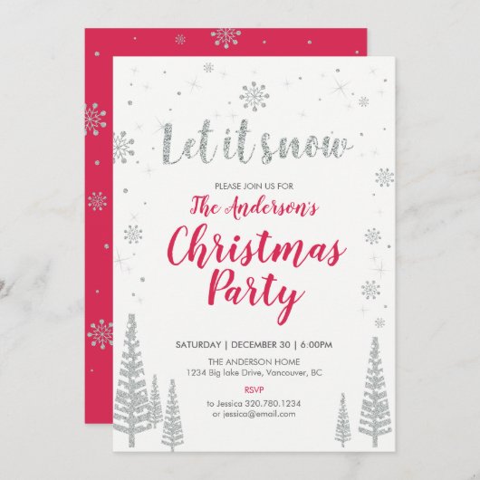 休日/クリスマスパーティの招待状カード 招待状 (正面/裏面)
