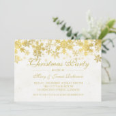 休日/クリスマスパーティー金ゴールド冬の雪片 招待状 (スタンド正面)