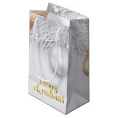 休日，クリスマスボール，松の木の枝 スモールペーパーバッグ (正面アングル)