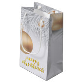 休日，クリスマスボール，松の木の枝 スモールペーパーバッグ (裏面アングル)