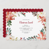 休日、クリスマスランチまたはディナーパーティー 招待状 (正面/裏面)