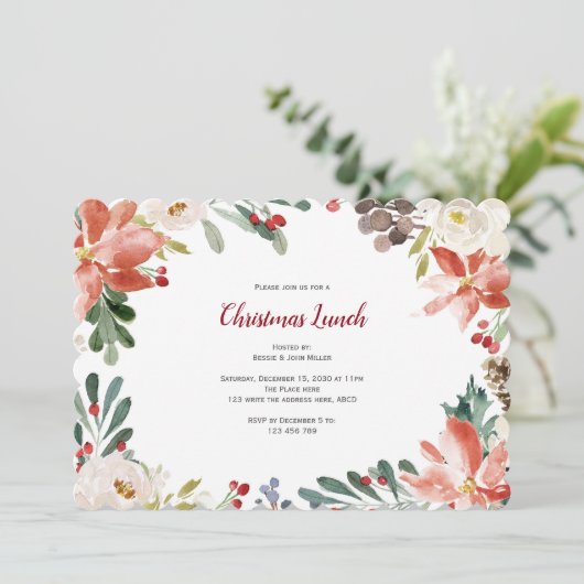休日、クリスマスランチまたはディナーパーティー 招待状 (スタンド正面)
