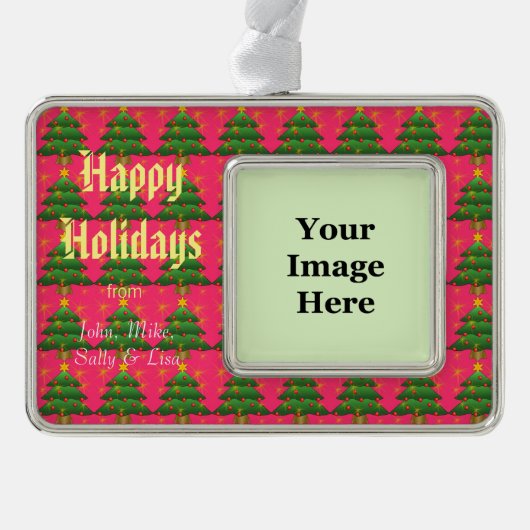 休日，クリスマス，新年，平和，喜び，愛 シルバープレートフレームオーナメント (正面)