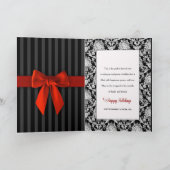 休日、ビジネス、黒/白のパターン/リボン カード (内部)