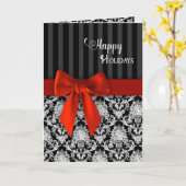 休日、ビジネス、黒/白のパターン/リボン カード (黄色い花)