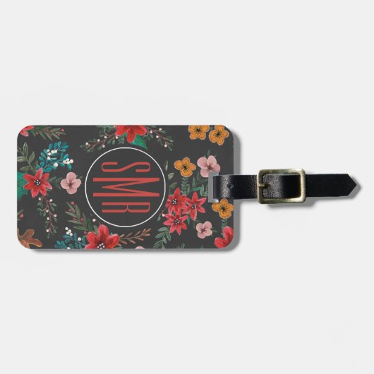 休日 |花のフローラ |モノグラム |荷物タグ ラゲッジタグ (正面横)