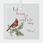 休日（鳥）ショウジョウコウカンチョウ感動的パーソナライズホリデイ ガラスオーナメント (正面)