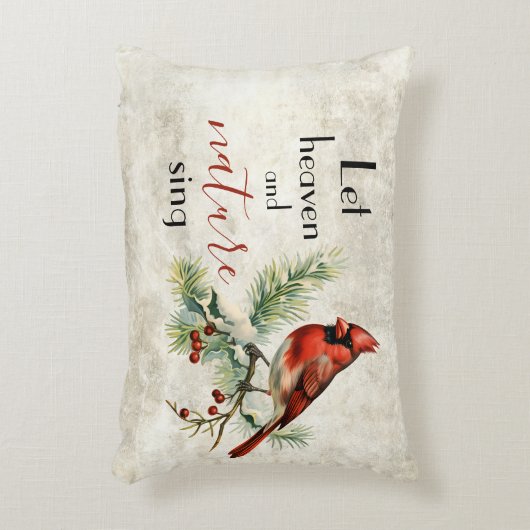 休日（鳥）ショウジョウコウカンチョウ素朴感動的クリスマス アクセントクッション (正面(垂直))