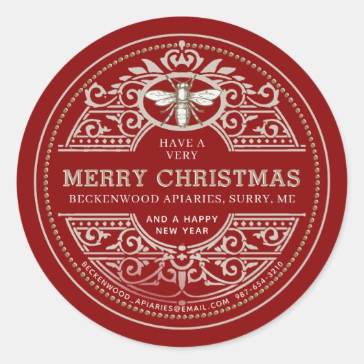 休日APIARYギフトと製品ラベル赤 ラウンドシール (正面)