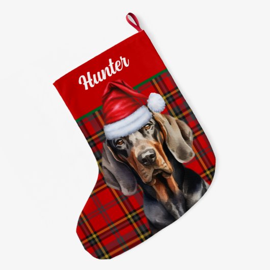 休日BTコンハウンドレッドグリーンプライド犬の名前 ラージクリスマスストッキング (裏面 (吊り時))