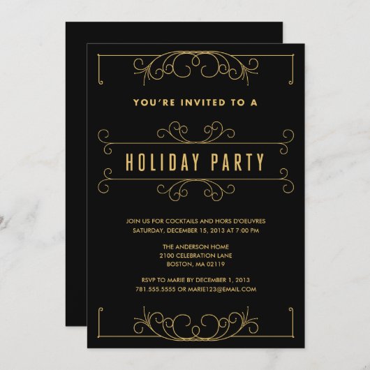 休日DECO %PIPE%の休日のパーティの招待状 招待状 (正面/裏面)