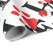 休日Santapaws -クリスマス愛の足のプリント ラッピングペーパー (ロールコーナー)