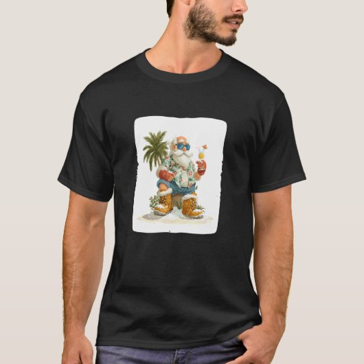 休暇とお祭りシーズンのカクテルサンタクロース Tシャツ (正面)