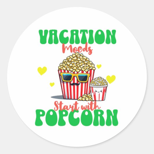 休暇と最高のポップコーン愛好家のための休暇ギフト ラウンドシール (正面)