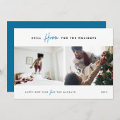 休暇のために家に残る| おもしろい 2写真 シーズンカード (正面/裏面)