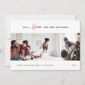 休暇のために家に残る| おもしろい 3写真 シーズンカード (正面)