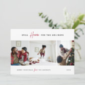 休暇のために家に残る| おもしろい 3写真 シーズンカード (スタンド正面)