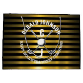 休暇のためのエレガントなゴルフモノグラム ラージペーパーバッグ (裏面)