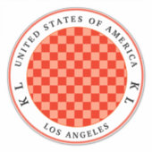 休暇のためのオレンジ色のチェッカーボード シール (正面)