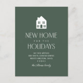 休暇のための新しい家クラシックグリーンクリスマス シーズンポストカード (正面)