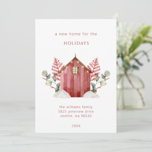 休暇のための新しい家 |フォトクリスマスカード 招待状 (スタンド正面)