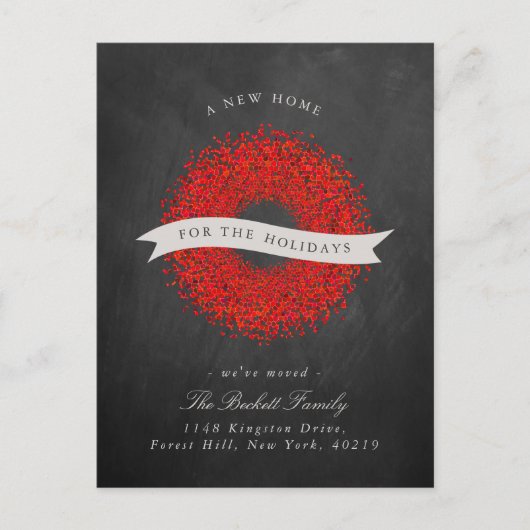 休暇のための新しい家 |モダン黒板 案内ポストカード (正面)