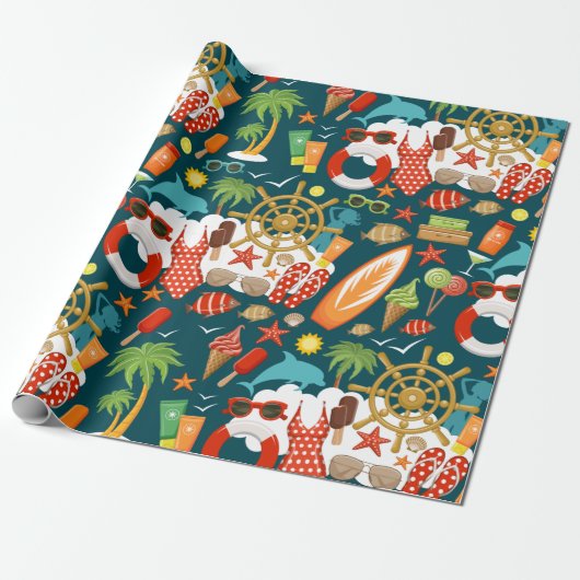 休暇の夏のパーティービーチ ラッピングペーパー (アンロールド)
