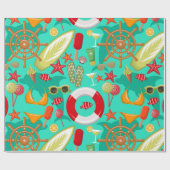 休暇の夏のビーチ ラッピングペーパー (フラット)