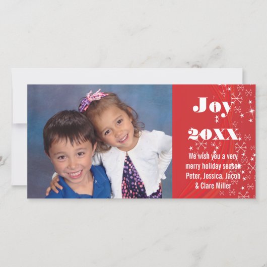 休暇の季節の赤くか白い雪クリスマスの写真カード シーズンカード (正面)