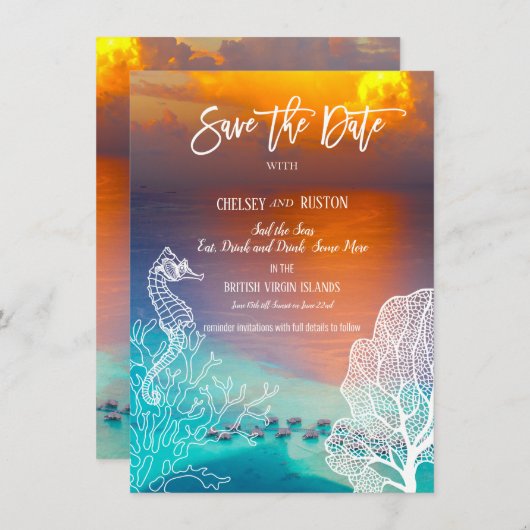 休暇の招待状の帆海バージン諸島 カード (正面/裏面)