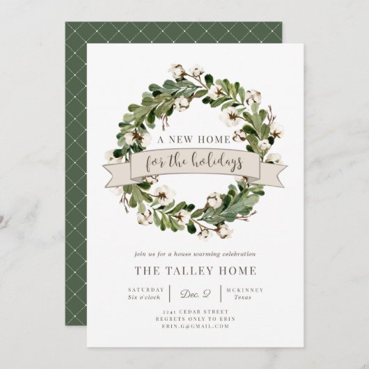 休暇の新しい家|引っ越し祝いパーティーパーティー 招待状 (正面/裏面)