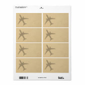 休暇の概念。サンディビーチ影飛行機 ラベル (フルシート)