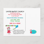 休暇の聖書の学校の郵便はがき-女の子の飛んでいるな凧 インビテーションポストカード (裏面)