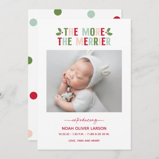 休暇の誕生メリーの発表が多い シーズンカード (正面/裏面)