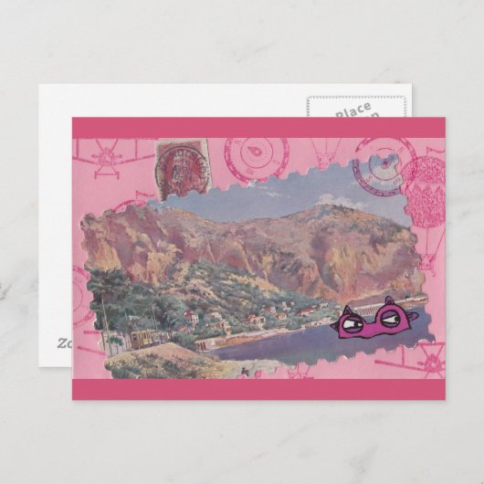 休暇の郵便はがきのモンスター ポストカード (正面/裏面)