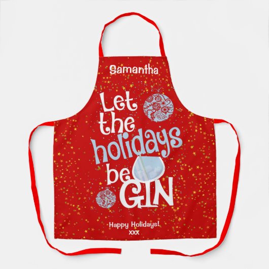休暇をギンのクリスマスにおもしろいする エプロン (正面)