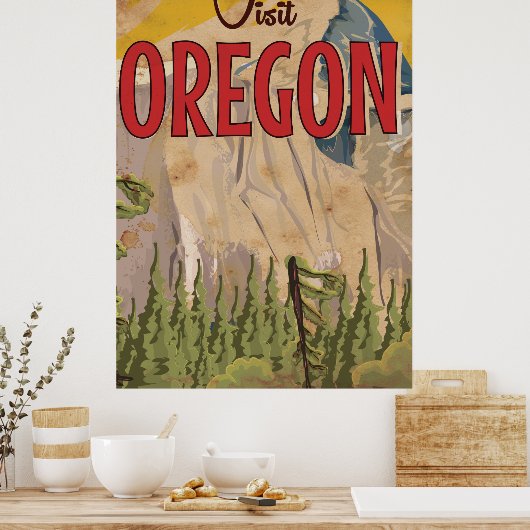 休暇を取る – オレゴンのヴィンテージ旅行のポスター。 ポスター (キッチン)