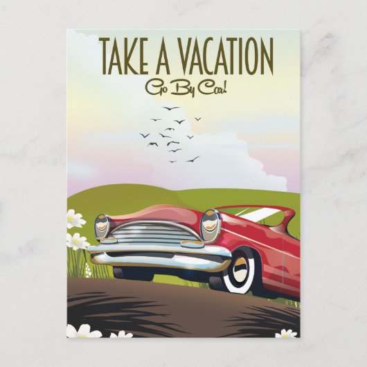 休暇を取る – 車で移動 ポストカード (正面)