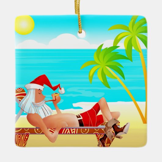 休暇サンタクロース セラミックオーナメント (正面)