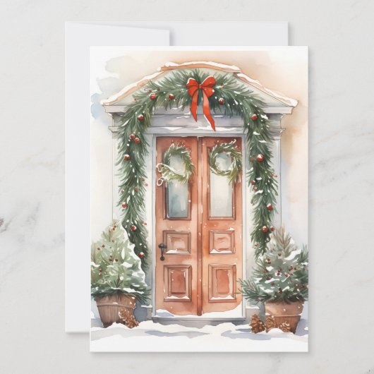 休暇シーズンの装飾されたクリスマスグリーティングカード シーズンカード (正面)