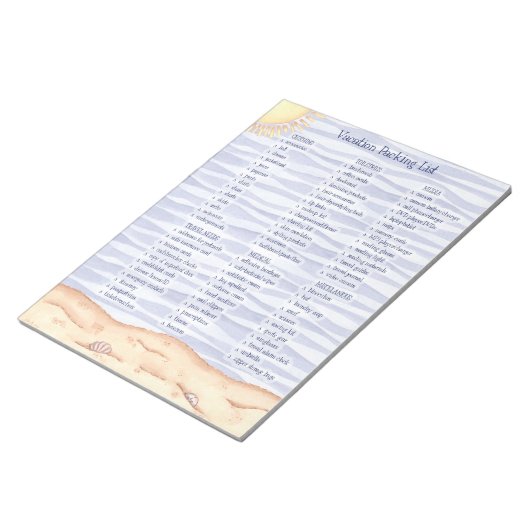 休暇パッキングリスト ノートパッド (アングル)