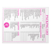 休暇パックリスト、グローブモパーソナライズされたノグラム ノートパッド (正面)