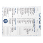 休暇パックリスト、グローブモパーソナライズされたノグラム ノートパッド (正面)