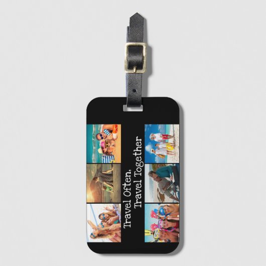 休暇フォトコラージュ旅行が頻繁に一緒 ラゲッジタグ (正面縦)