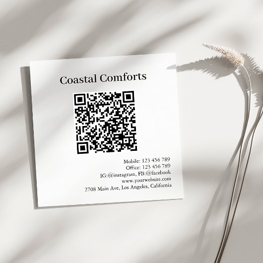 休暇モダンレンタル用QRコードホストカード スクエア名刺