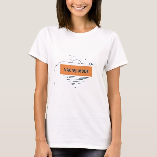 「休暇モードオン!」 レディースベーシックTシャツ Tシャツ (正面)