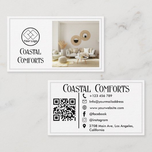 休暇レンタルモダンロゴ | QRコカスタムード 名刺 (正面/裏面)